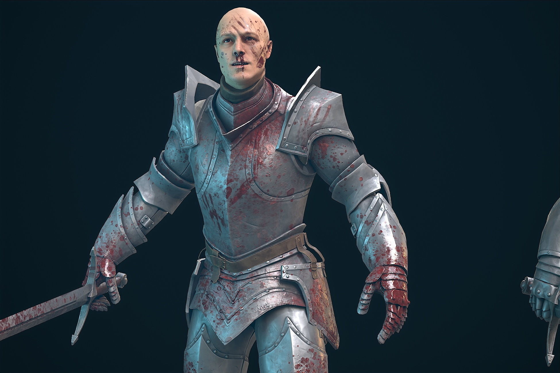 Warrior in Armor Low-poly 3D model_6