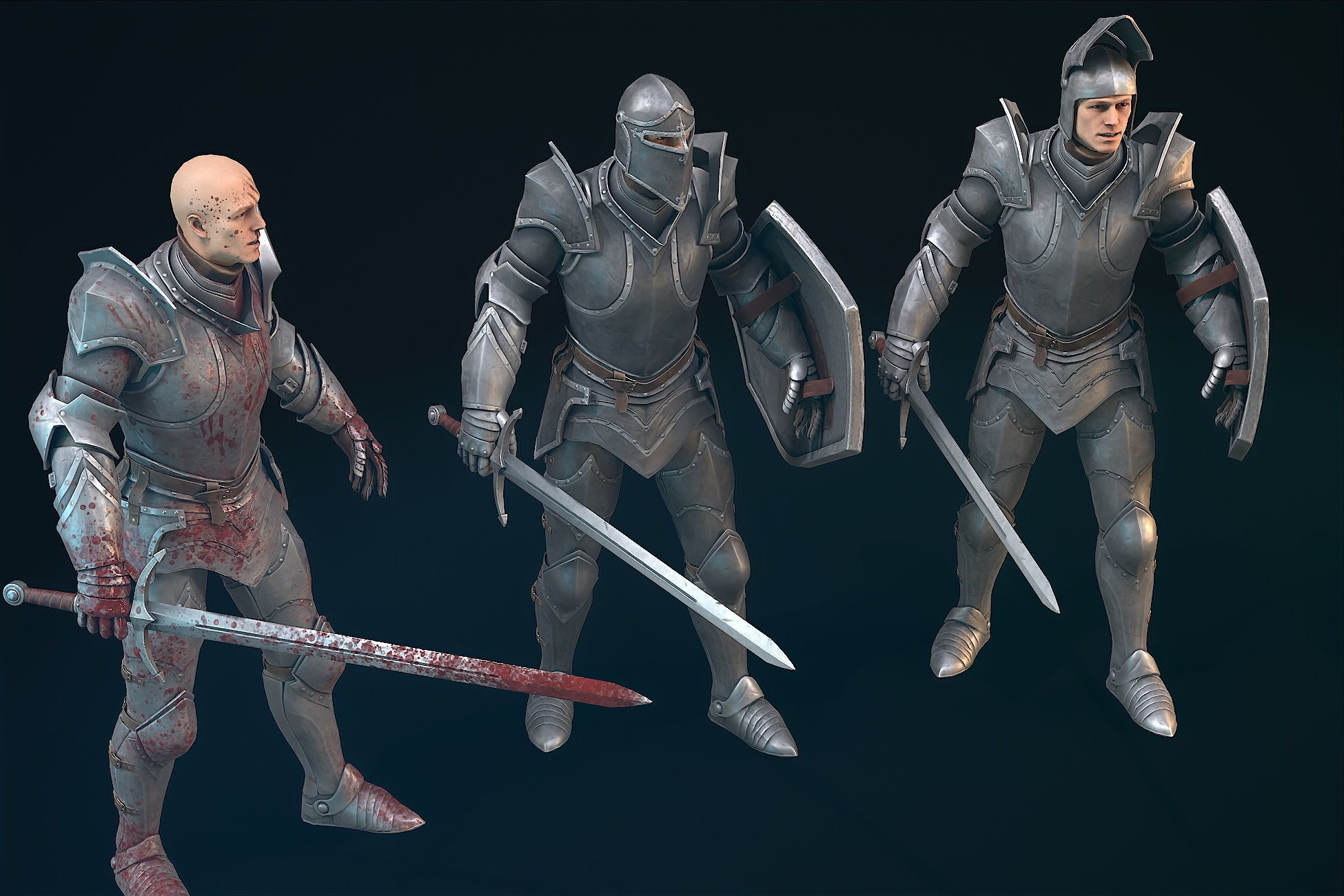 Warrior in Armor Low-poly 3D model_3