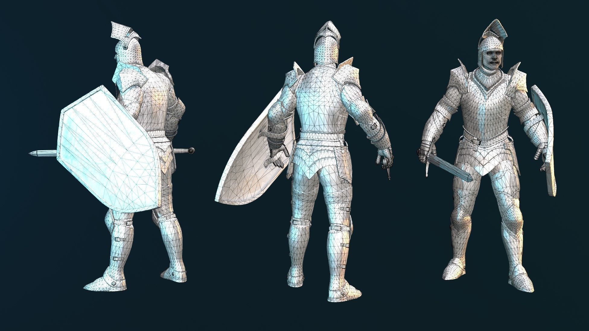 Warrior in Armor Low-poly 3D model_9