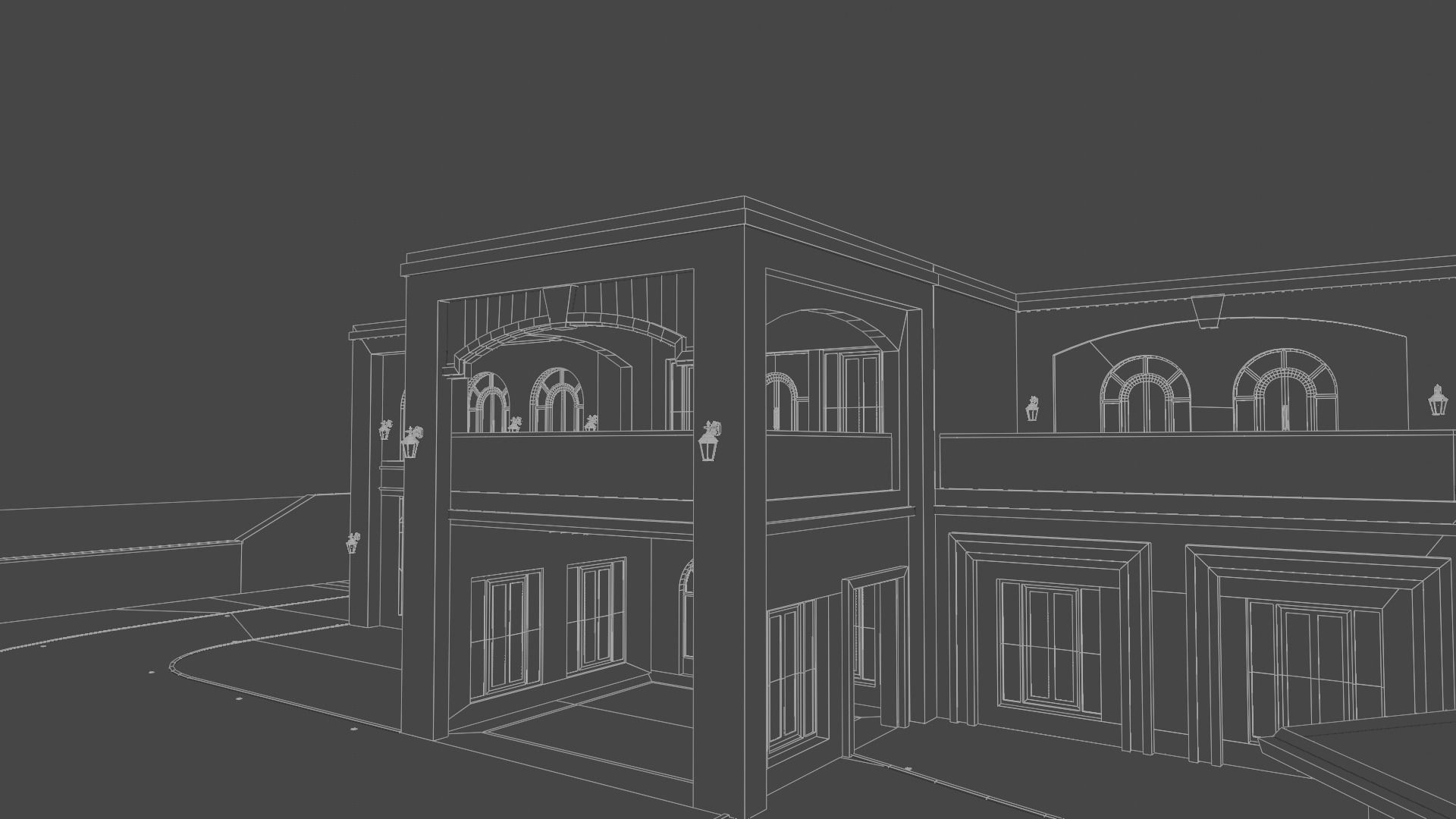 luxury villa house Low-poly 3D model_10