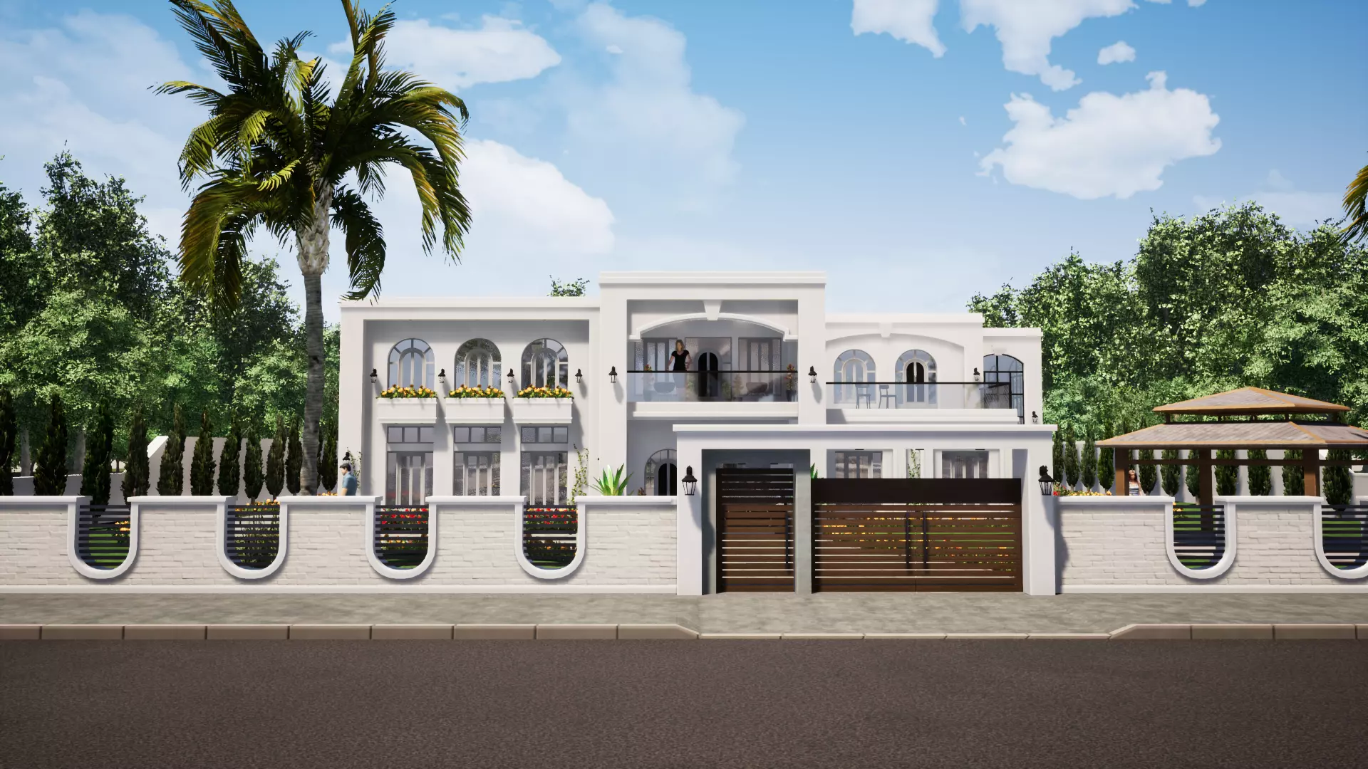 luxury villa house Low-poly 3D model_0