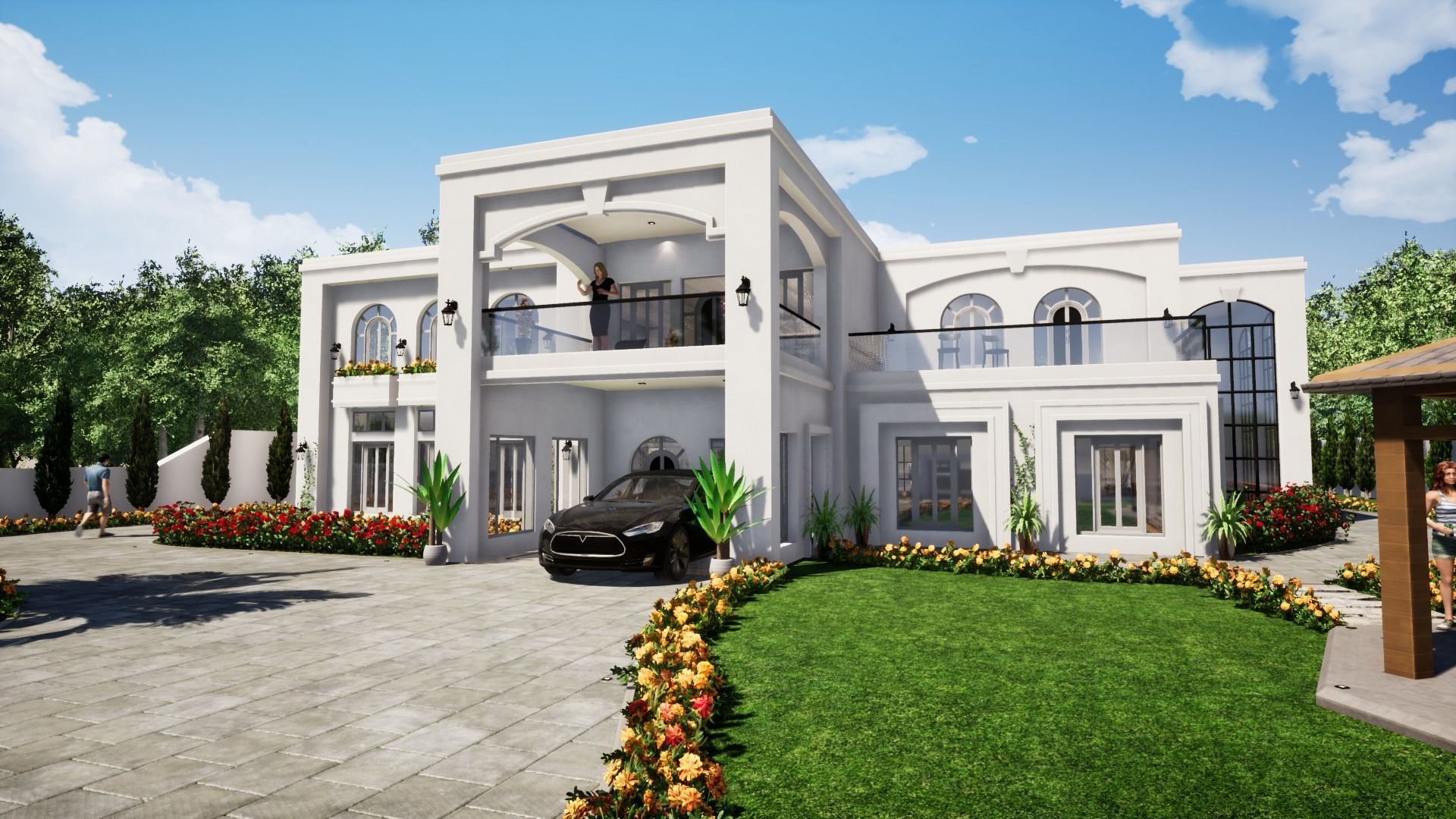 luxury villa house Low-poly 3D model_3