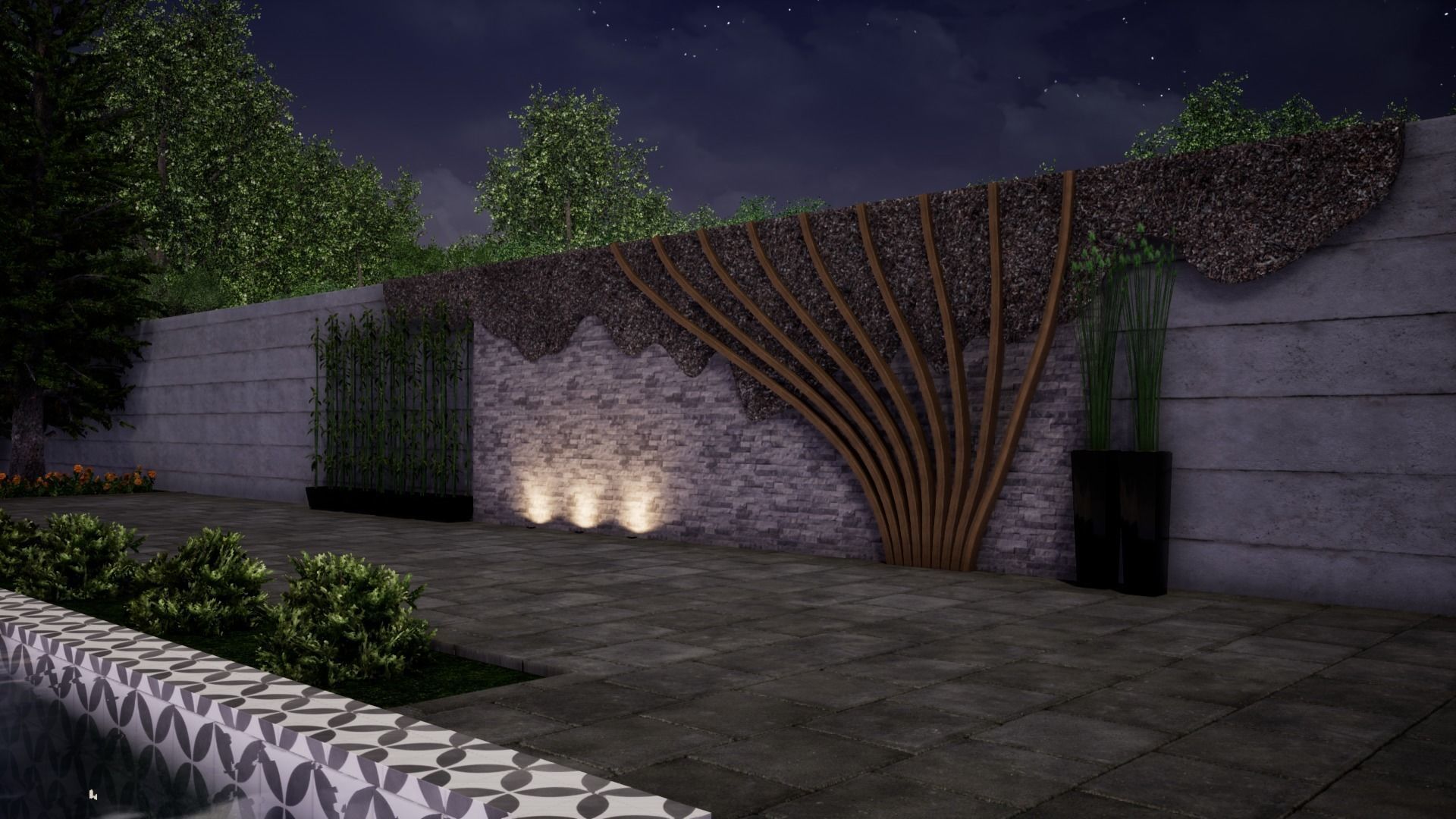 luxury villa house Low-poly 3D model_8