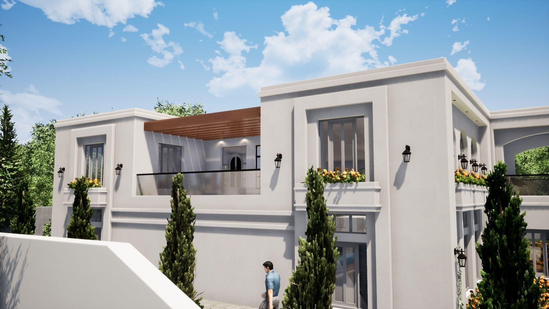 luxury villa house Low-poly 3D model_6