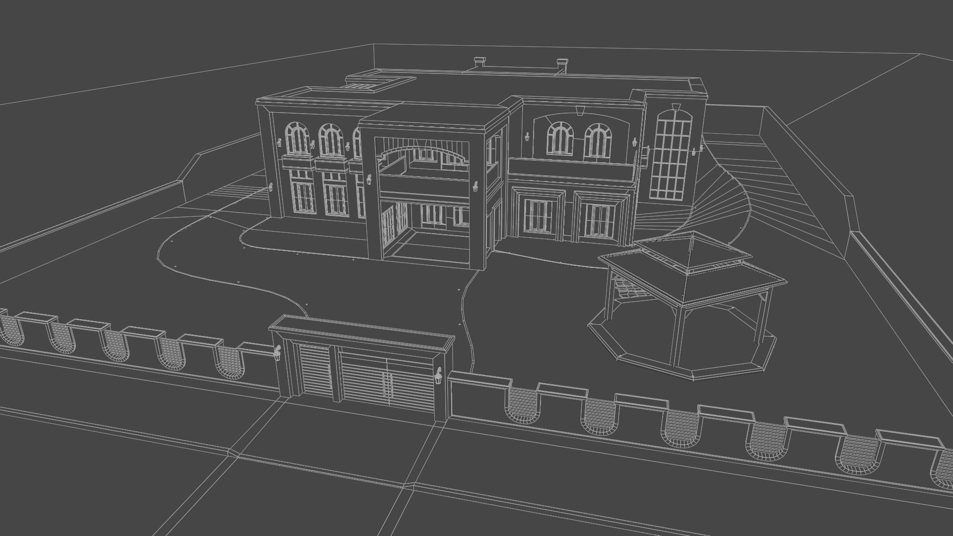 luxury villa house Low-poly 3D model_13