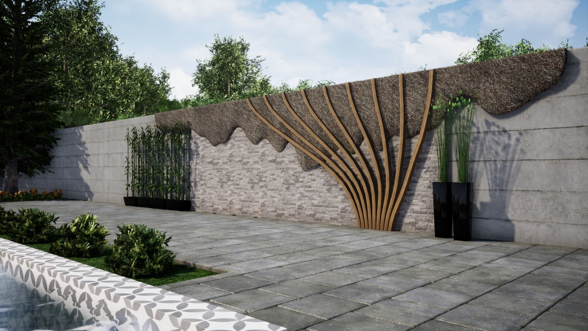 luxury villa house Low-poly 3D model_9