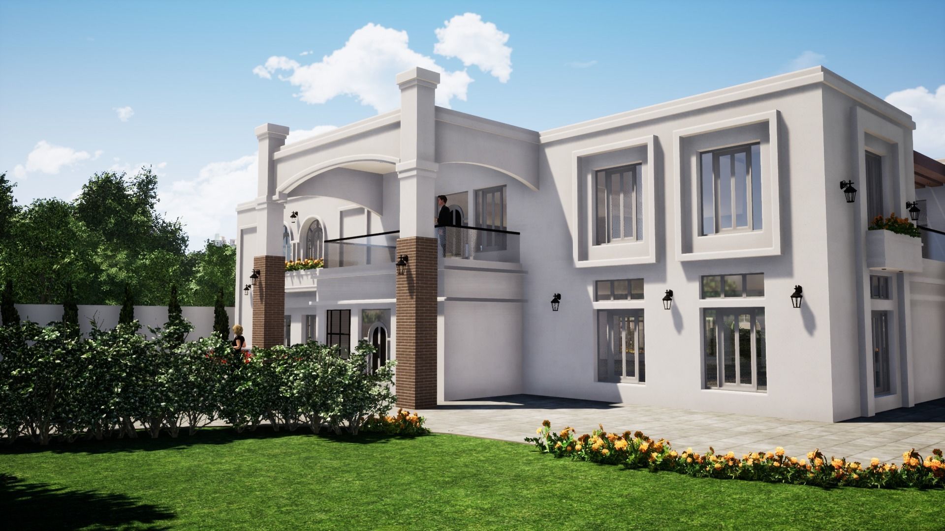 luxury villa house Low-poly 3D model_5