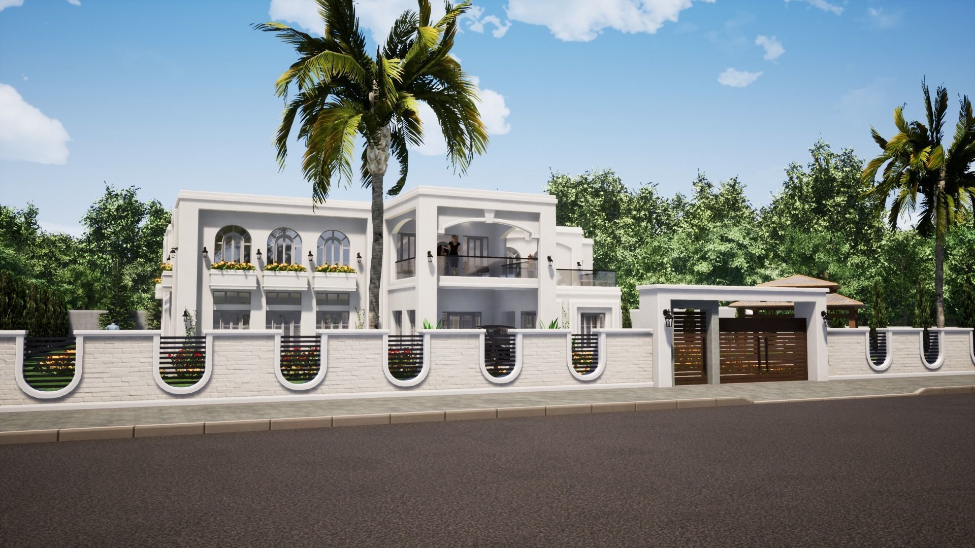 luxury villa house Low-poly 3D model_7