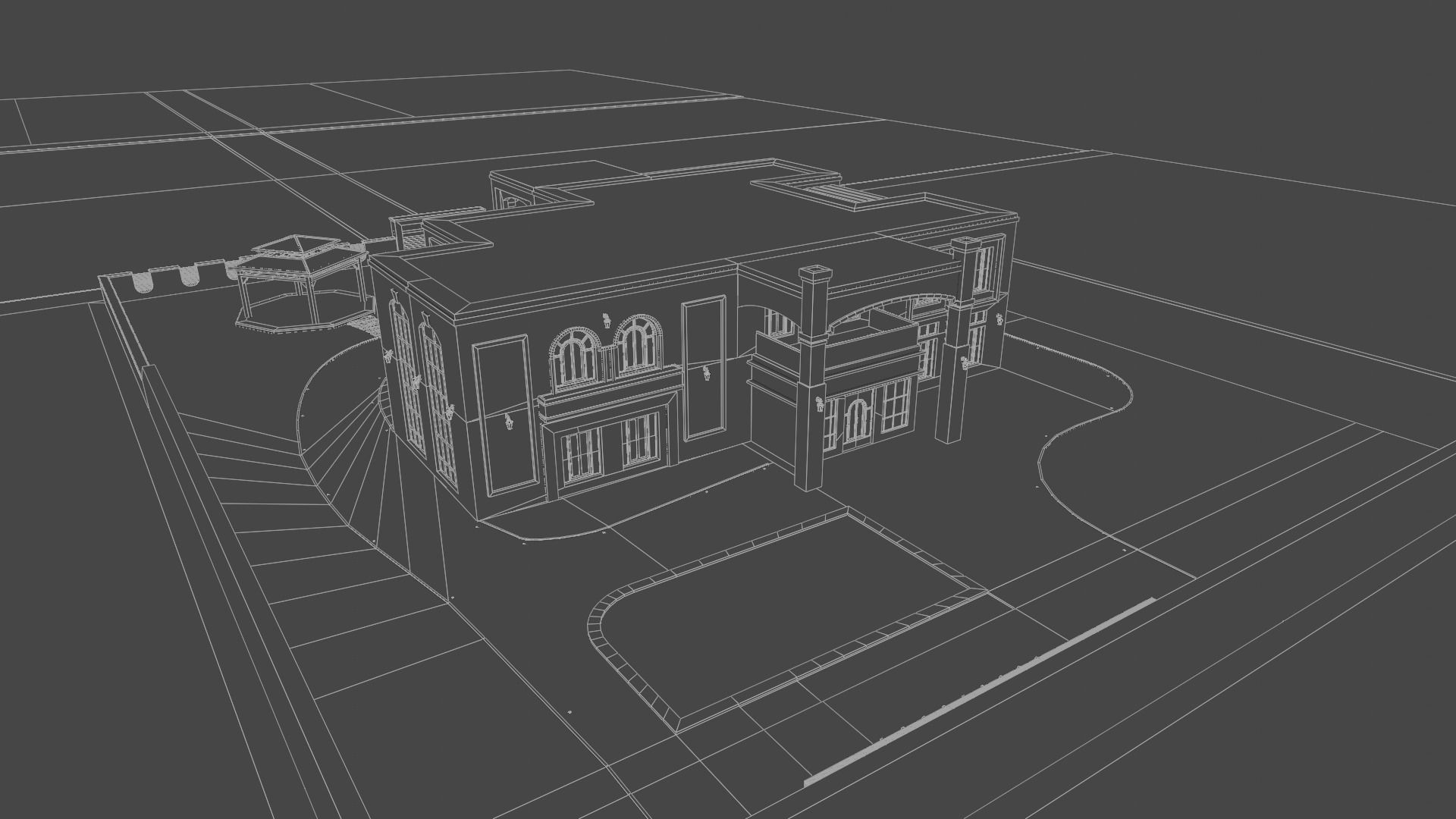 luxury villa house Low-poly 3D model_14