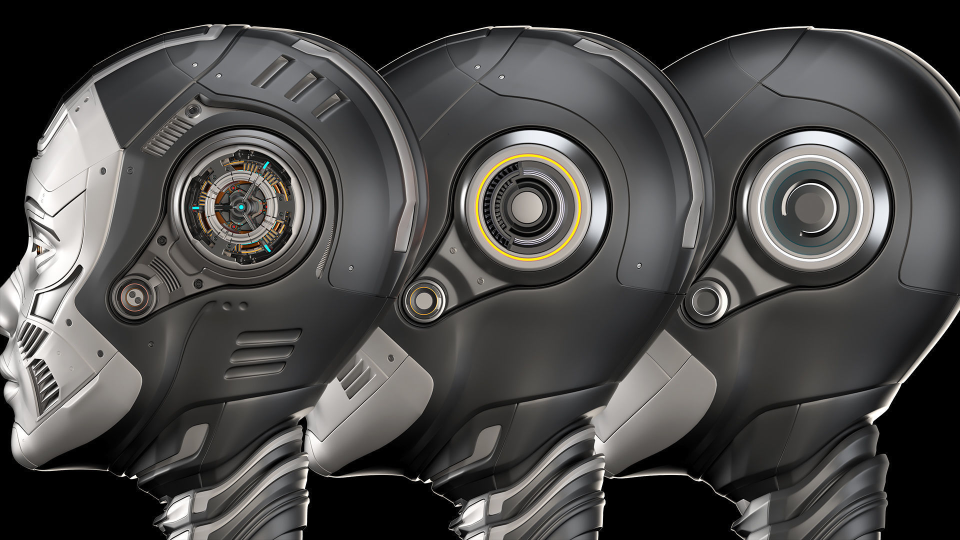 Robot Woman Head Collection 3D model_6