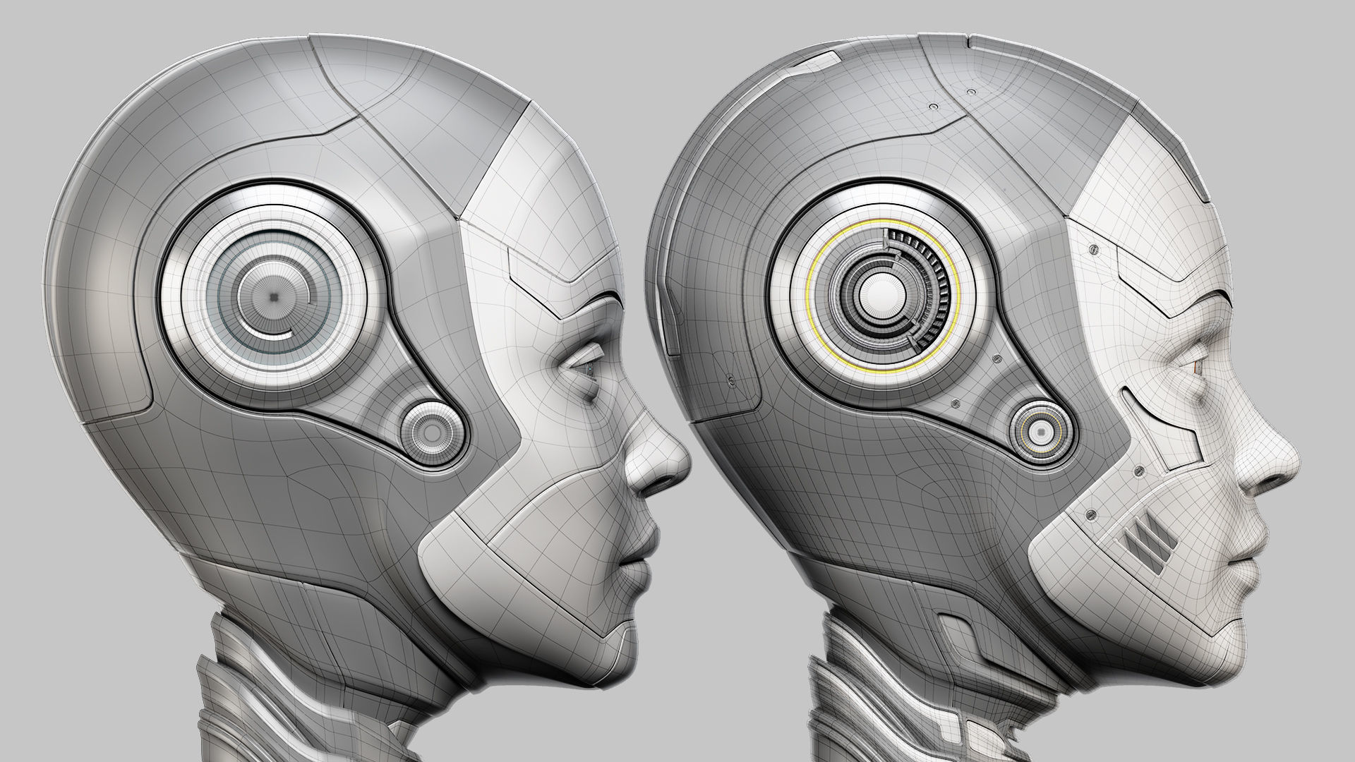 Robot Woman Head Collection 3D model_13