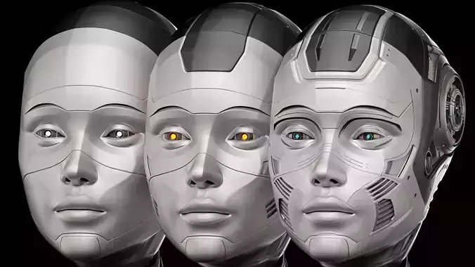Robot Woman Head Collection 3D model