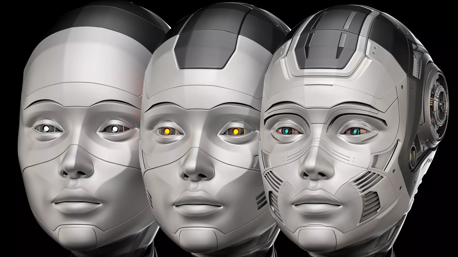 Robot Woman Head Collection 3D model_0