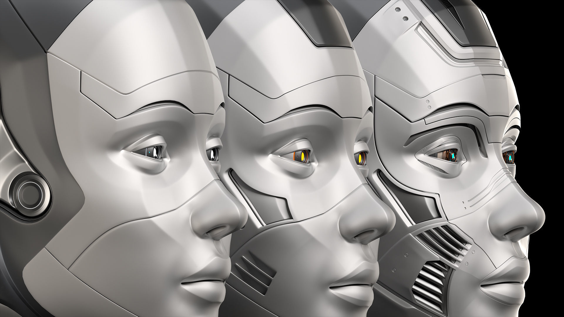 Robot Woman Head Collection 3D model_2