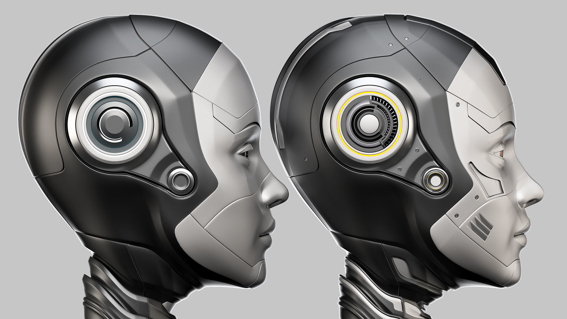 Robot Woman Head Collection 3D model_14