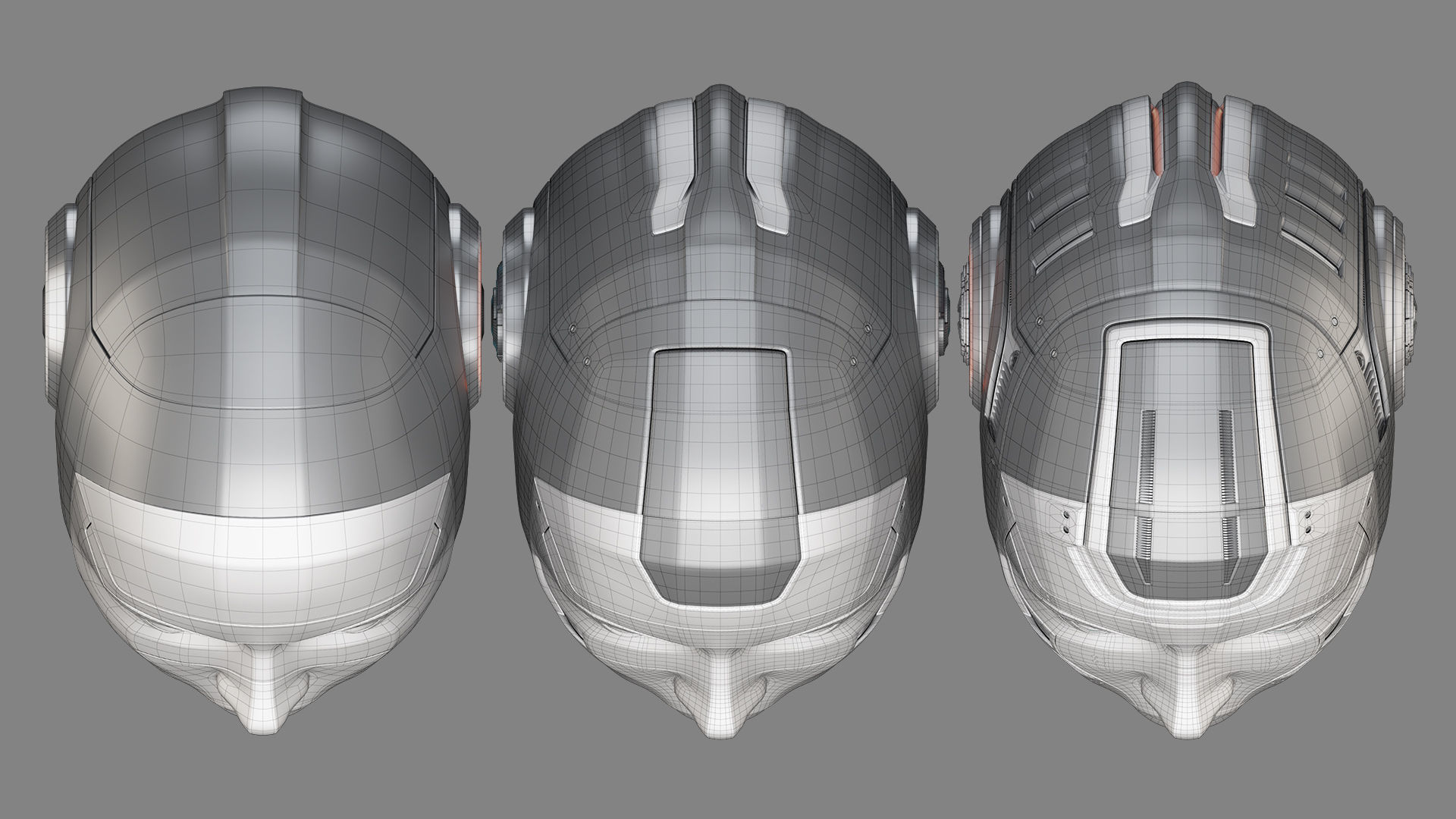 Robot Woman Head Collection 3D model_15