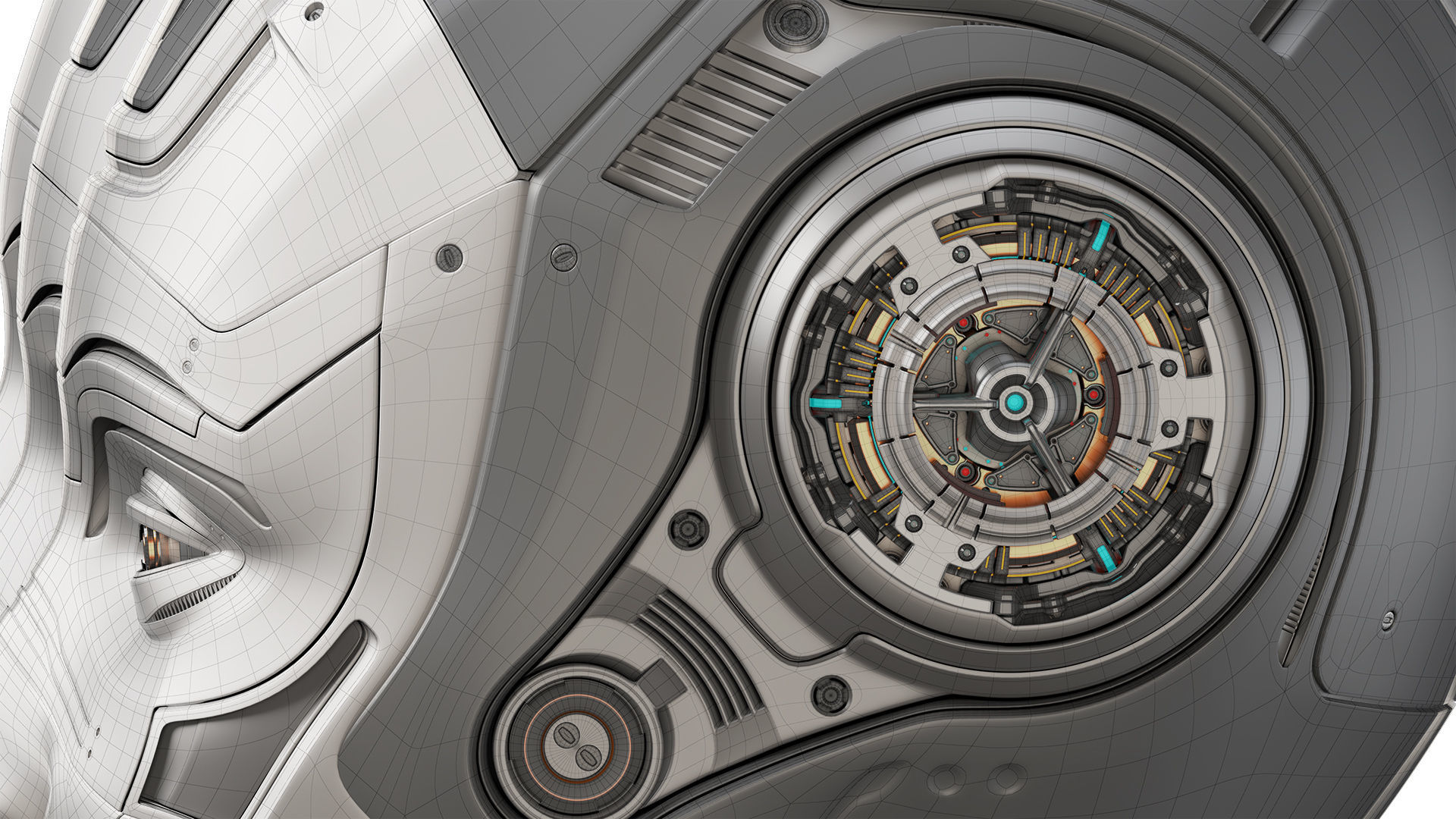 Robot Woman Head Collection 3D model_11