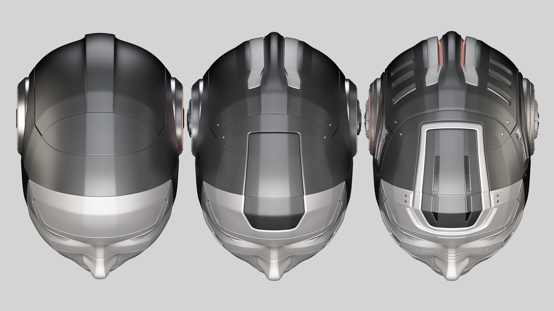 Robot Woman Head Collection 3D model_16