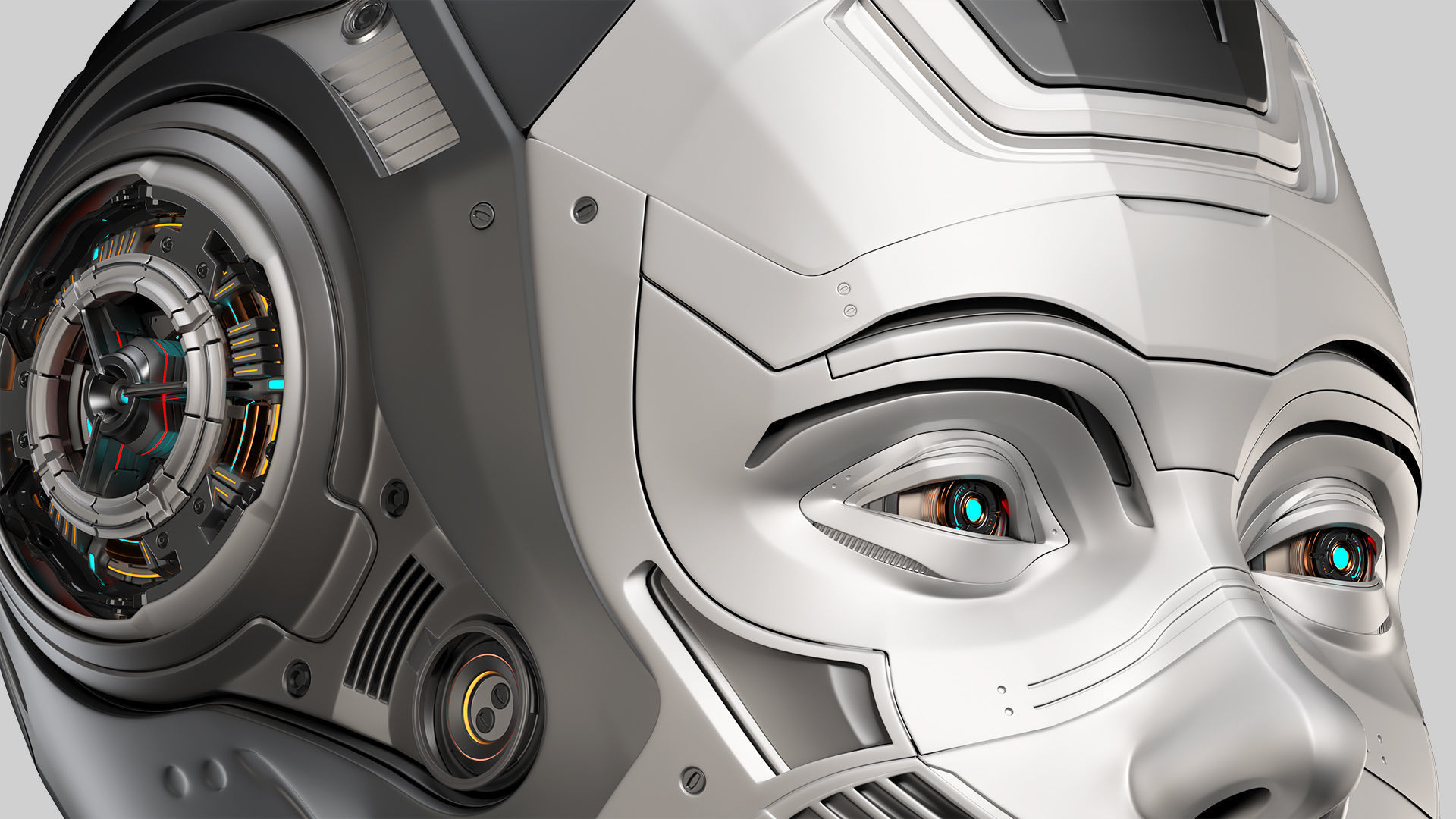 Robot Woman Head Collection 3D model_17