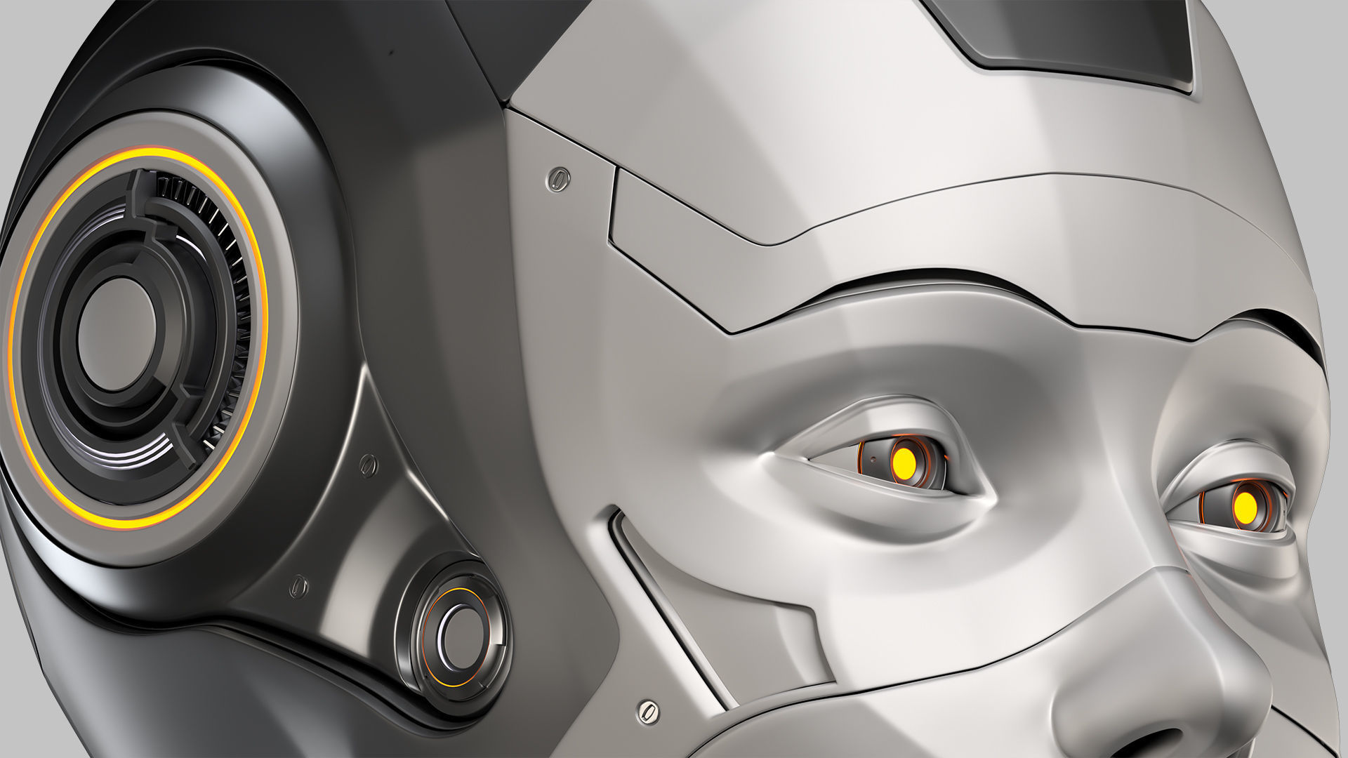 Robot Woman Head Collection 3D model_18