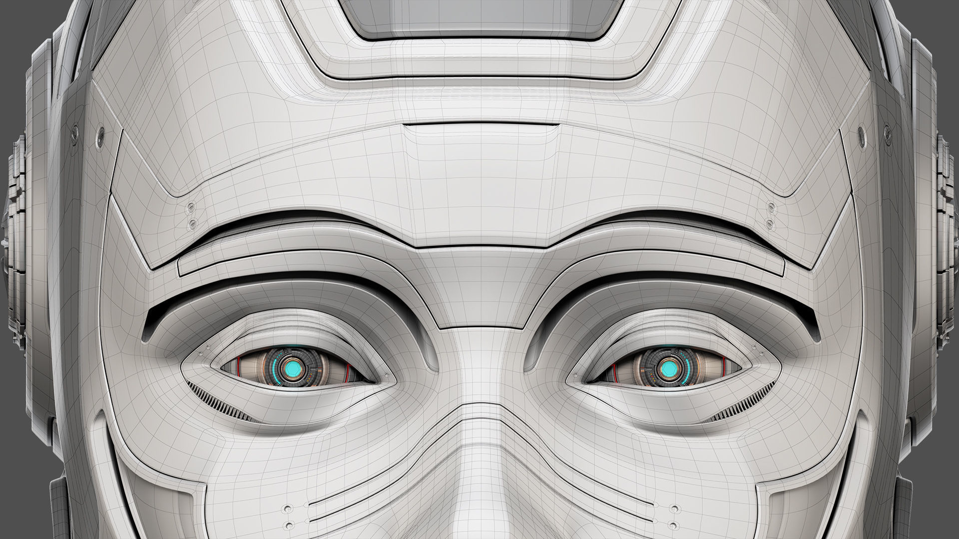 Robot Woman Head Collection 3D model_5