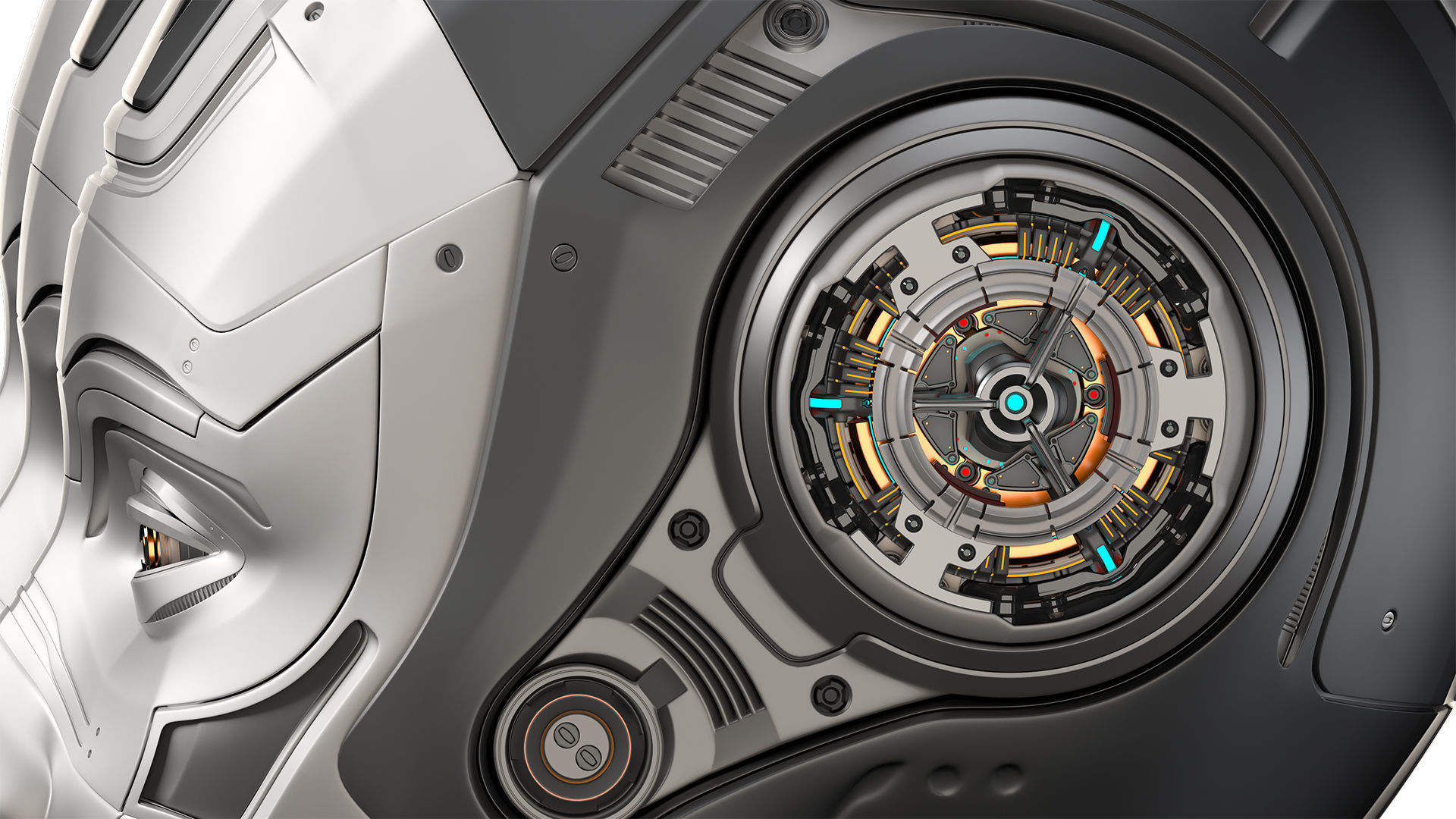 Robot Woman Head Collection 3D model_3