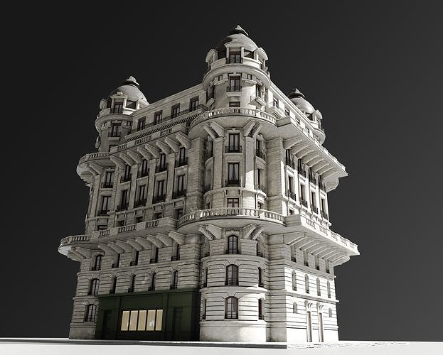 Parisian Haussmann Apartment Building 3D model 5
