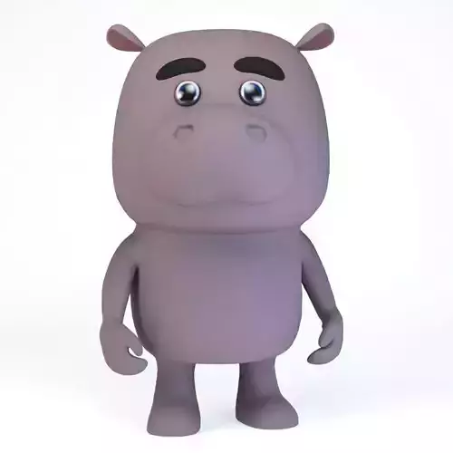 Cartoonish Humanoid Hippopotamus Character Low-poly 3D model Cartoonish Humanoid Hippopotamus Character Low-poly 3D model