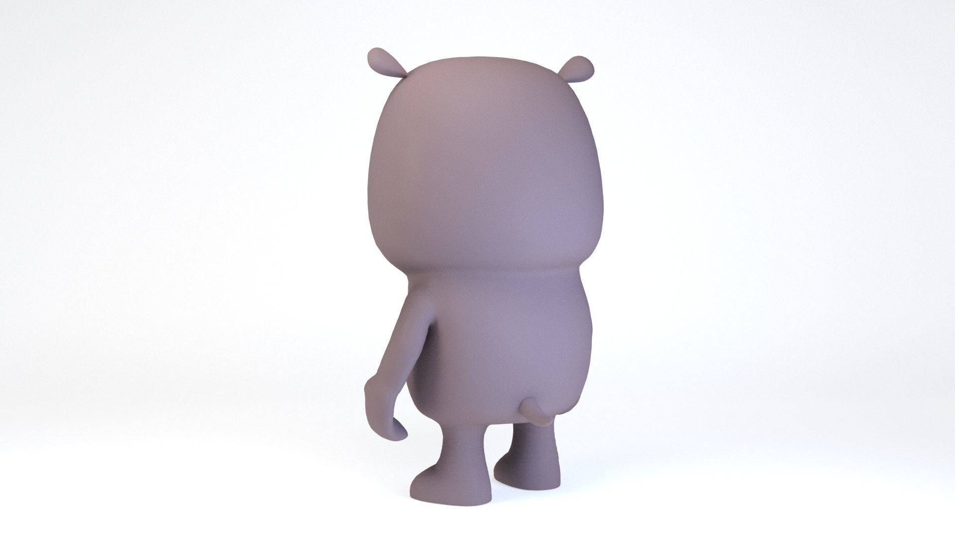 Cartoonish Humanoid Hippopotamus Character Low-poly 3D model_4