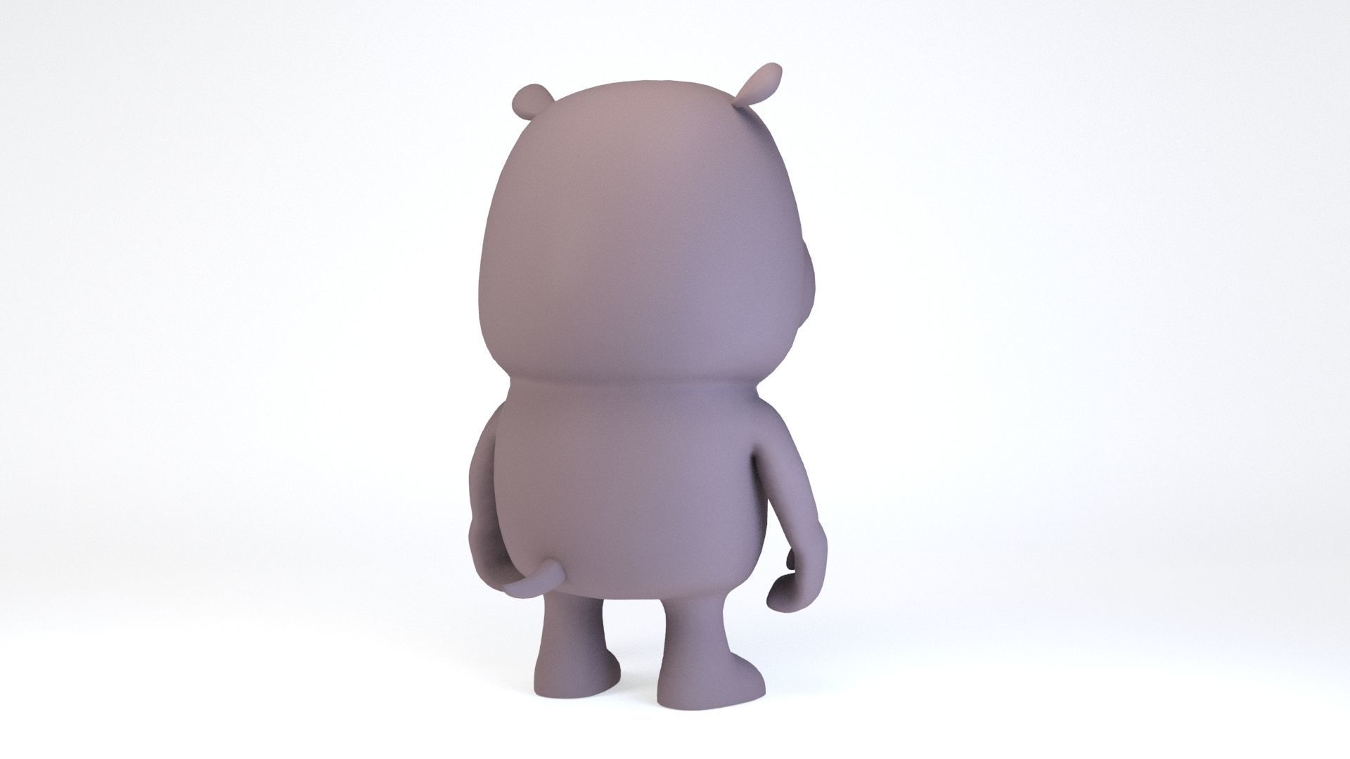 Cartoonish Humanoid Hippopotamus Character Low-poly 3D model_3