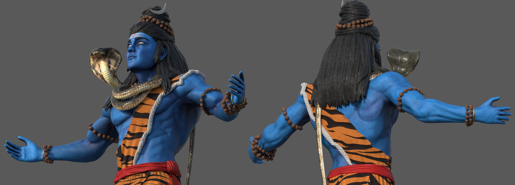 Lord Shiva rigged Low-poly 3D model_5