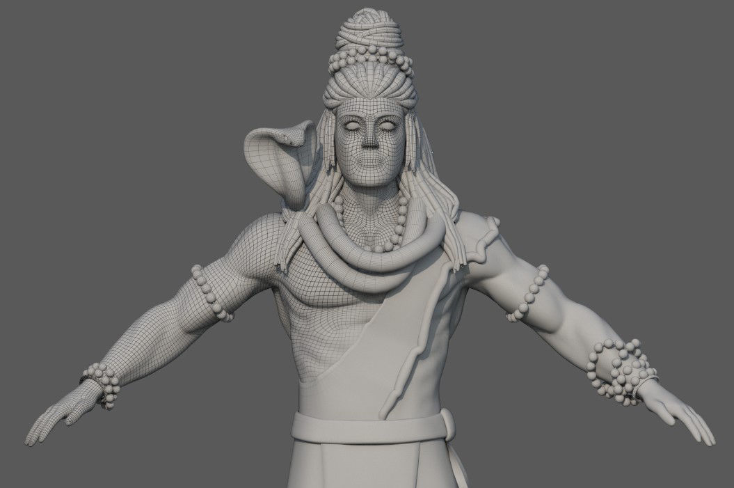 Lord Shiva rigged Low-poly 3D model_10