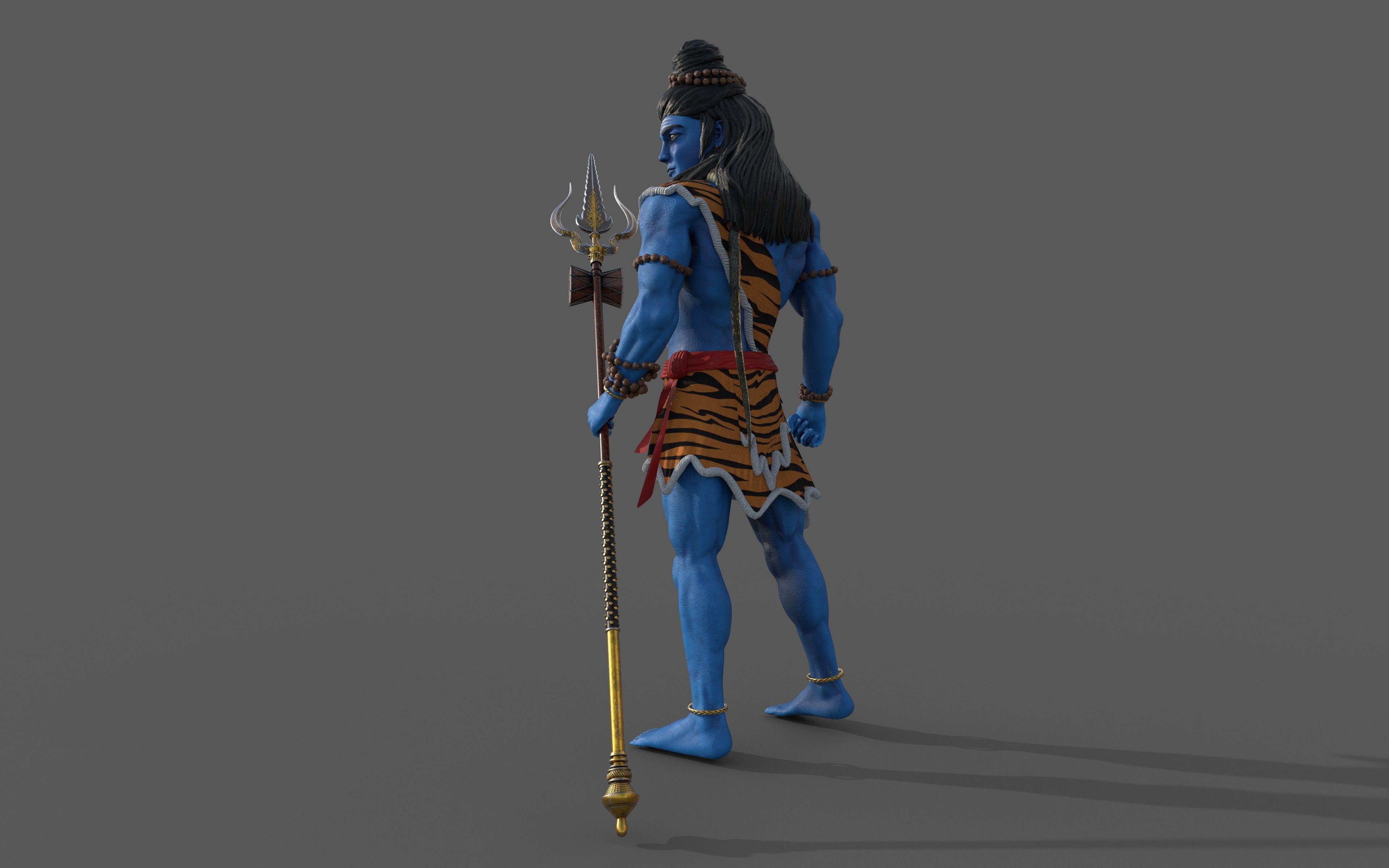 Lord Shiva rigged Low-poly 3D model_11