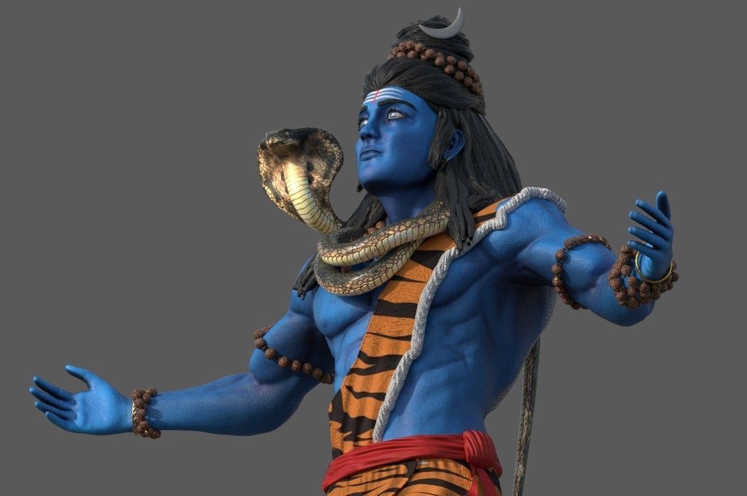 Lord Shiva rigged Low-poly 3D model_7