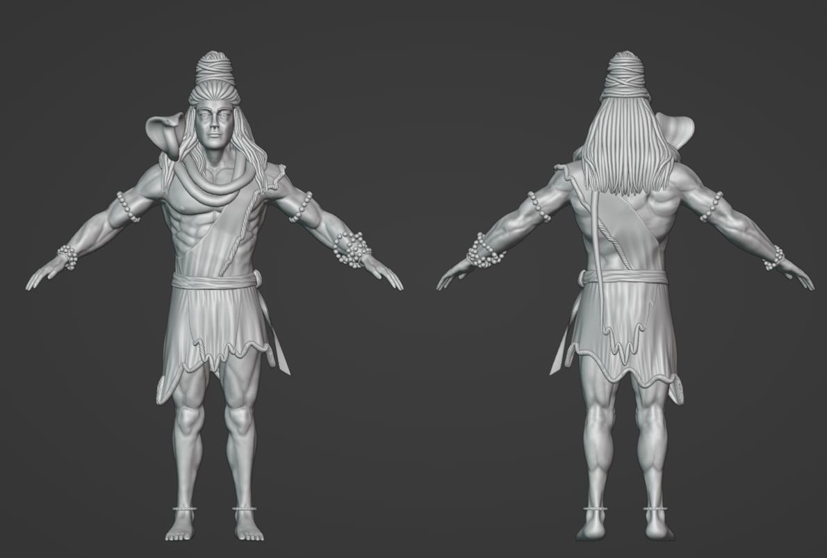 Lord Shiva rigged Low-poly 3D model_21
