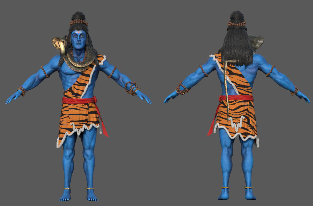 Lord Shiva rigged Low-poly 3D model_4