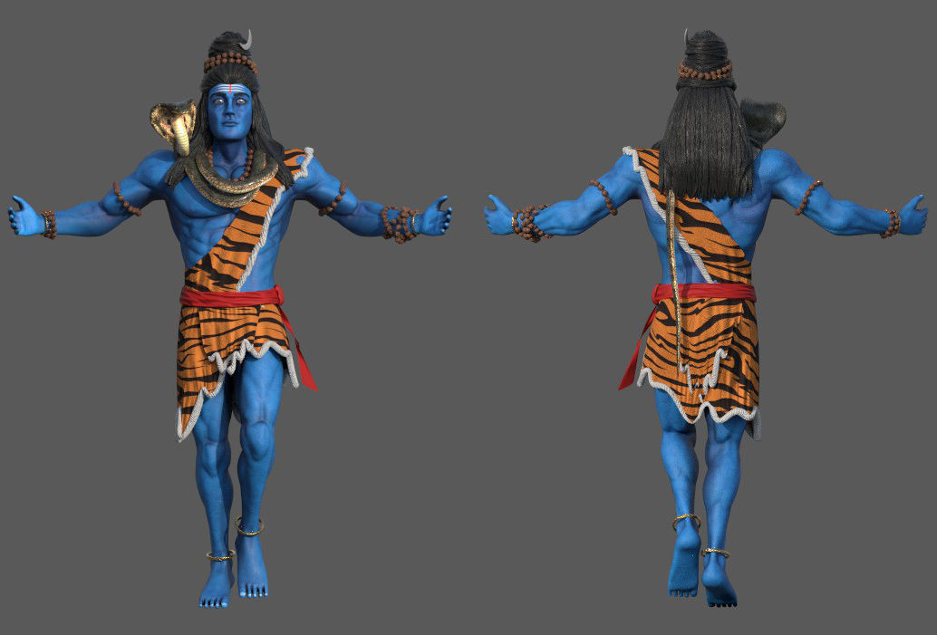 Lord Shiva rigged Low-poly 3D model_6