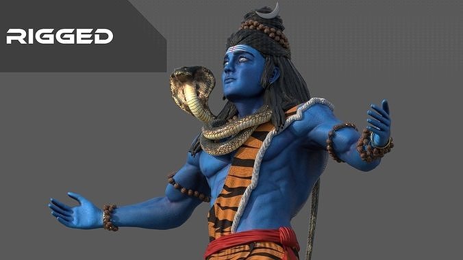 Lord Shiva rigged Low-poly 3D model