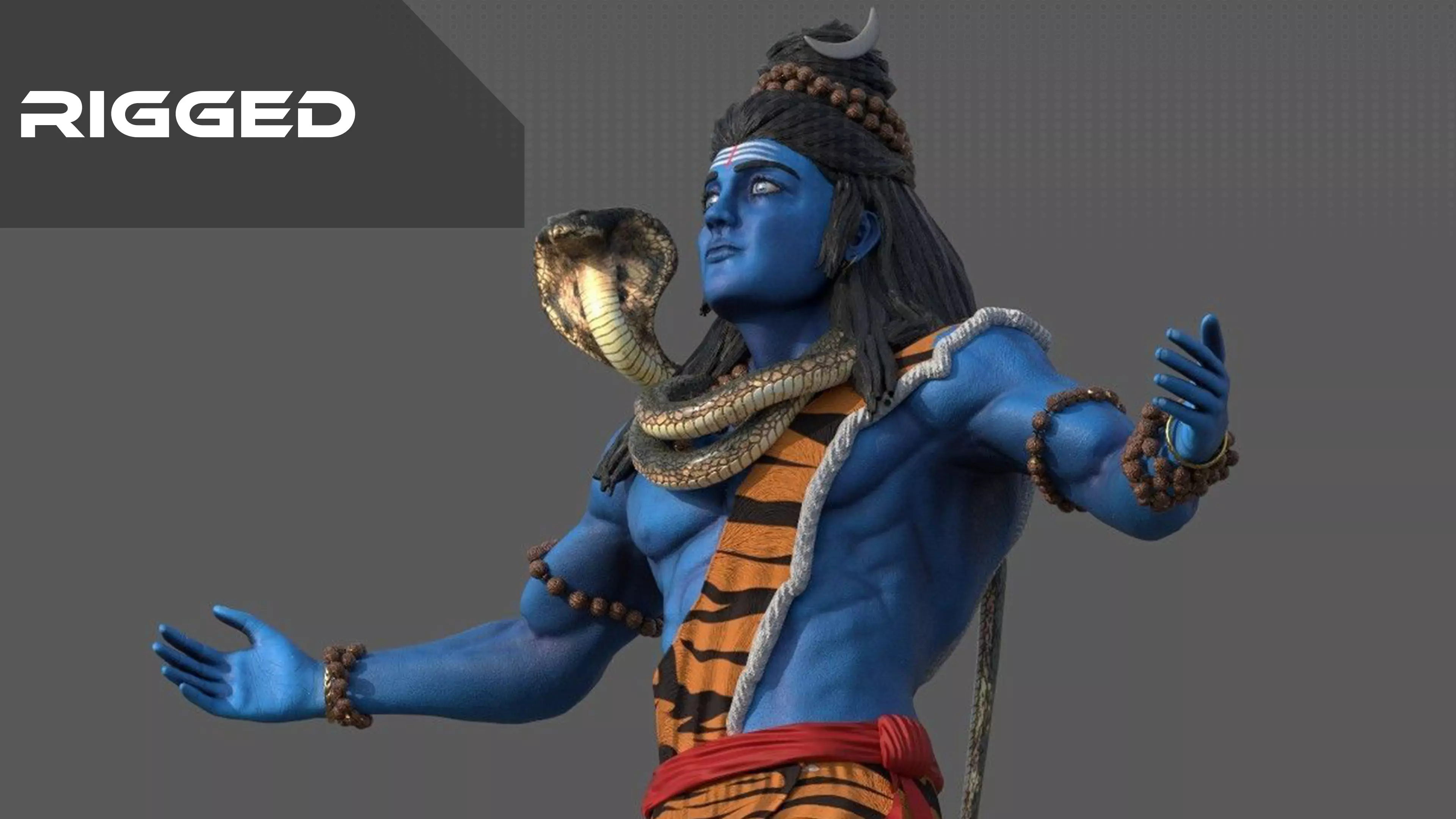 Lord Shiva rigged Low-poly 3D model_0