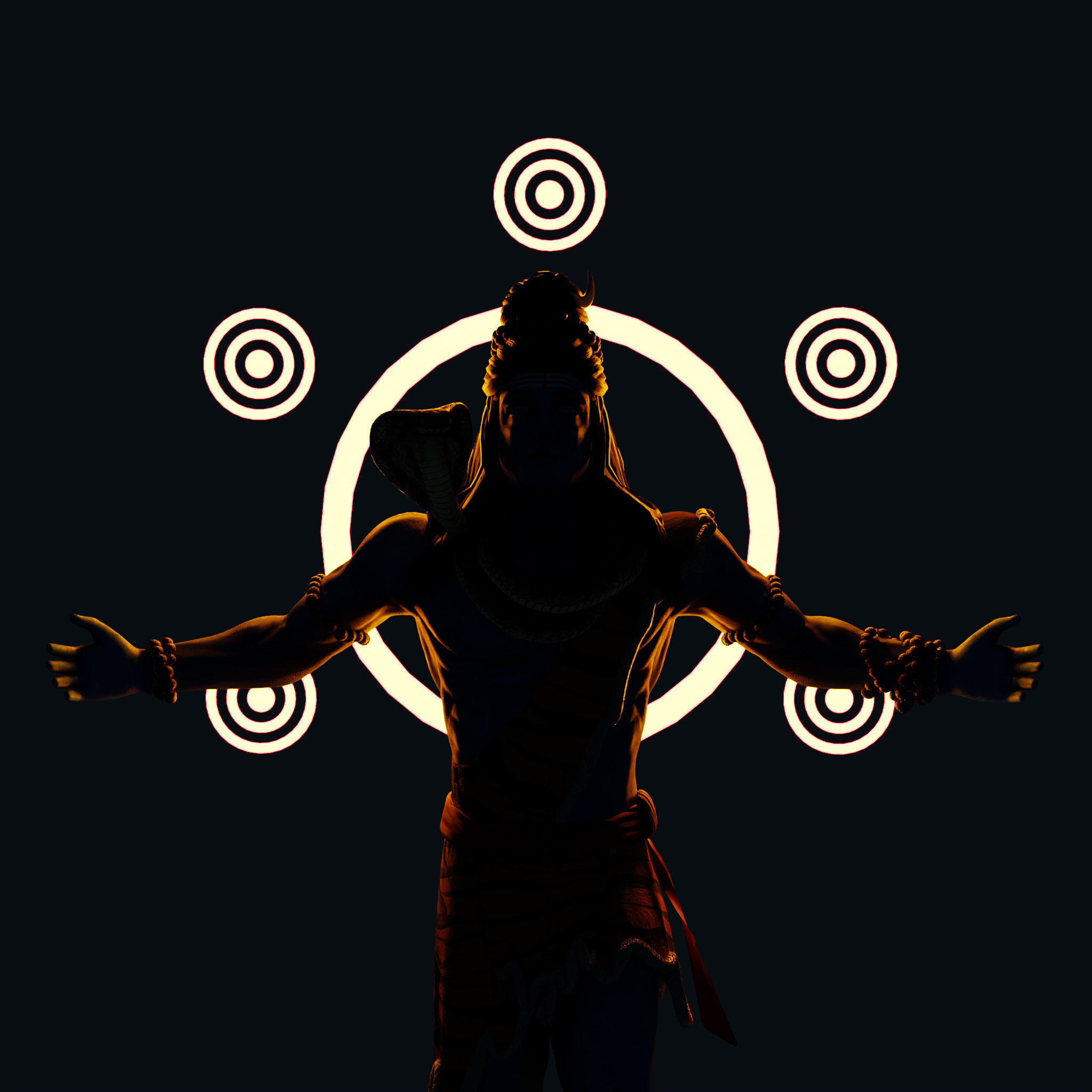 Lord Shiva rigged Low-poly 3D model_22