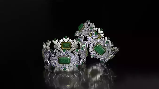 Mughal bangles Emerald Stone