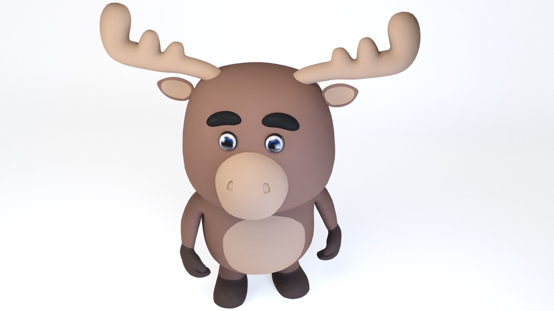 Cartoonish Humanoid Moose Character Low-poly 3D model_3