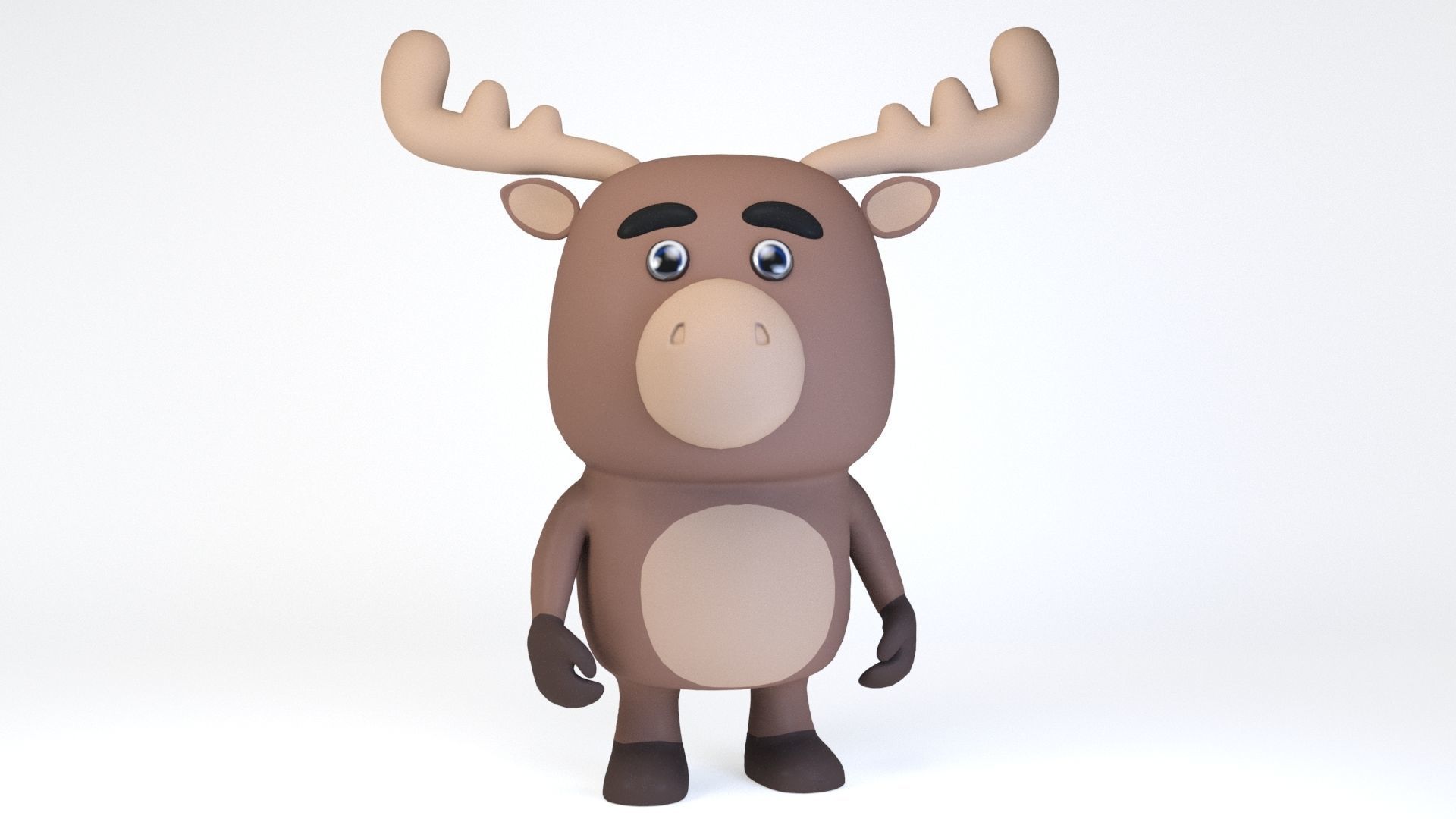 Cartoonish Humanoid Moose Character Low-poly 3D model_4