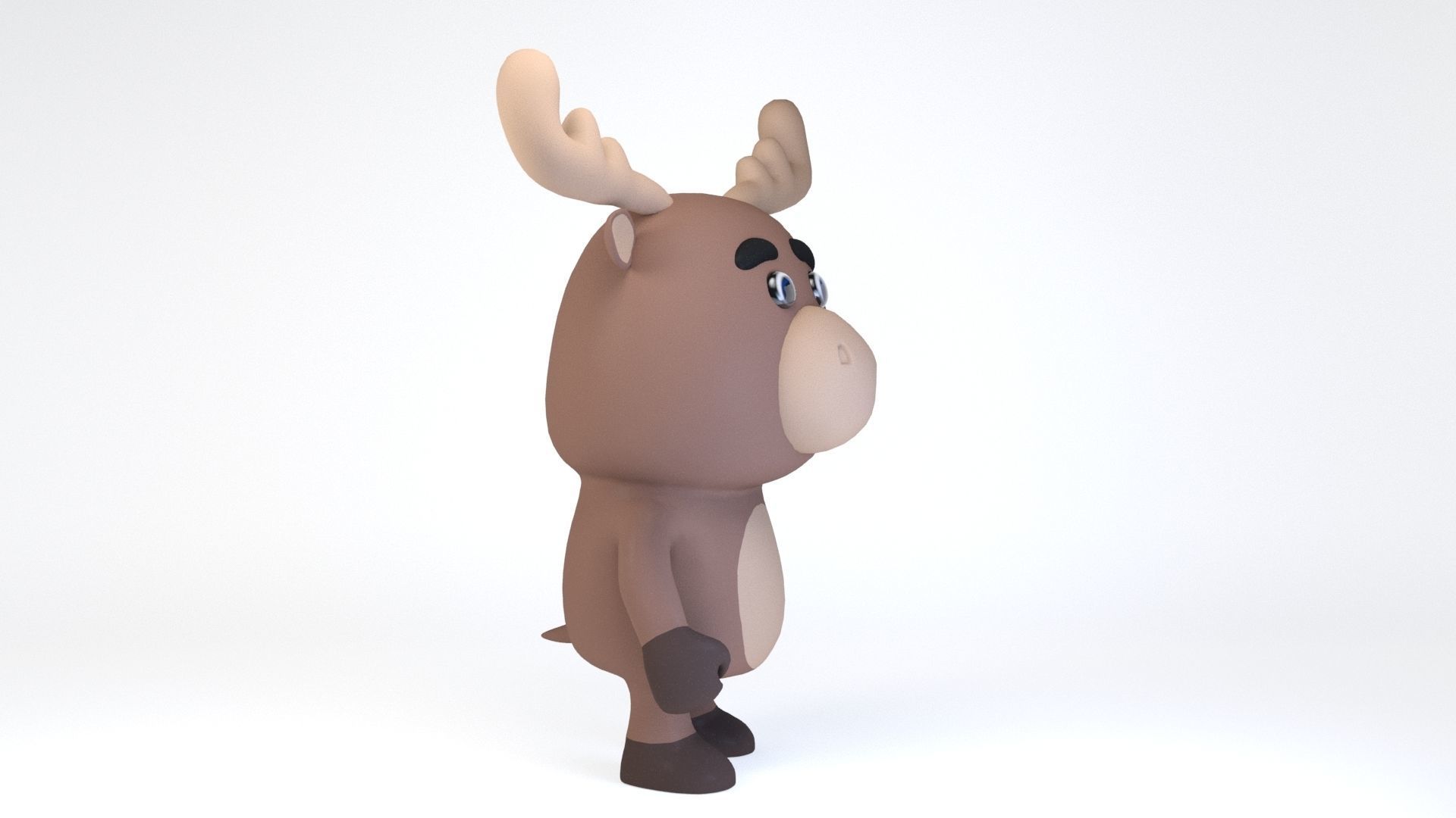 Cartoonish Humanoid Moose Character Low-poly 3D model_1