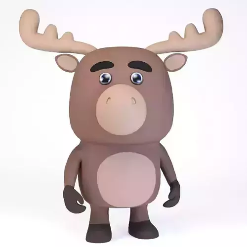 Cartoonish Humanoid Moose Character 