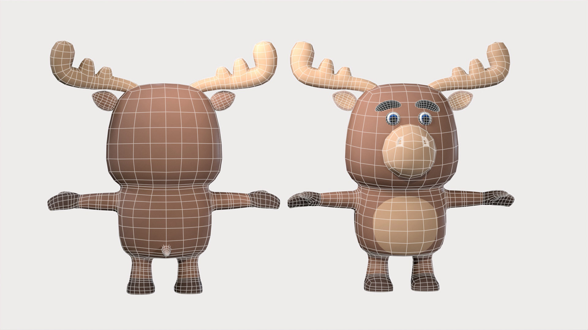 Cartoonish Humanoid Moose Character Low-poly 3D model_8