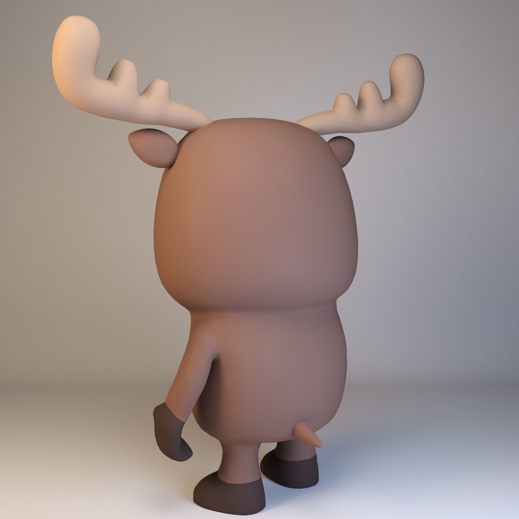 Cartoonish Humanoid Moose Character Low-poly 3D model_7
