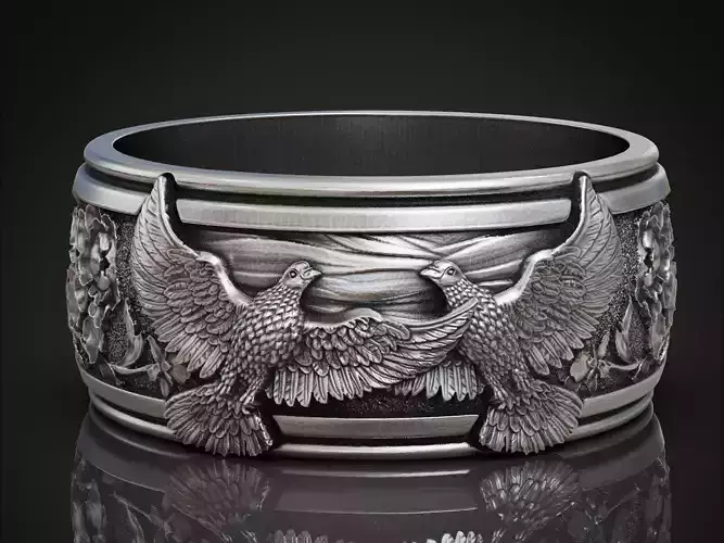 Doves band ring flowers