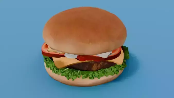 Cheeseburger 3D Model Low-poly 3D model