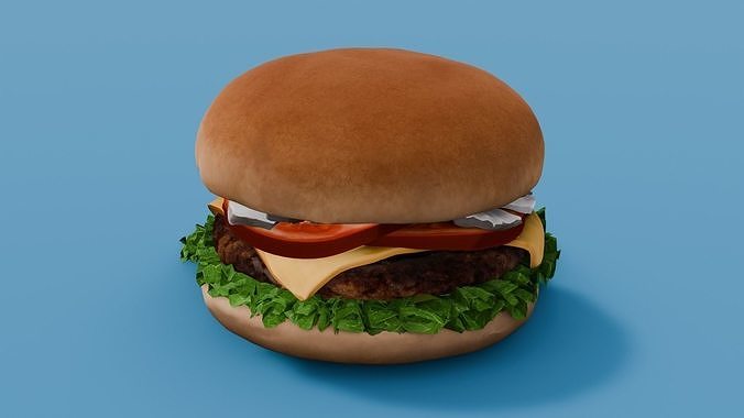 Cheeseburger 3D Model Low-poly 3D model 3
